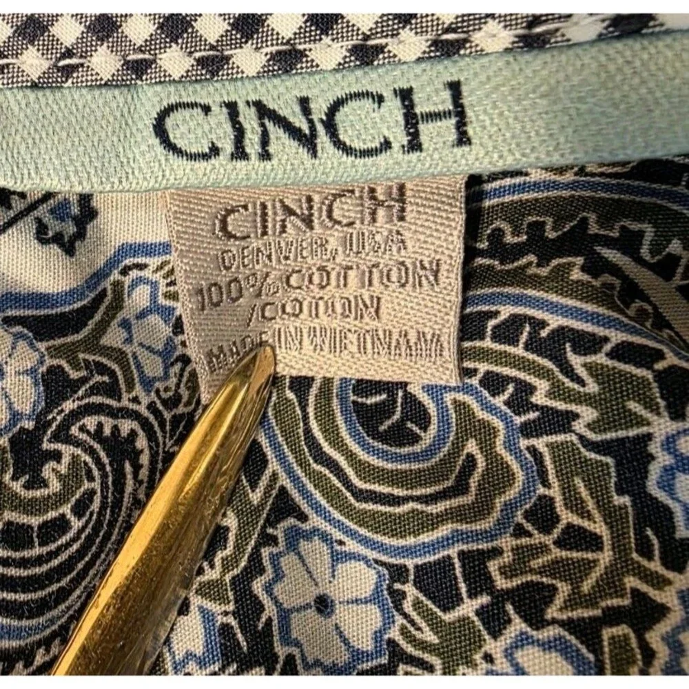 Cinch Men's Western Paisley Long Sleeve Button Front Shirt Medium Cowboy Rodeo